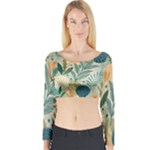 Leaves Pattern Flora Nature Long Sleeve Crop Top