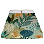 Leaves Pattern Flora Nature Fitted Sheet (Queen Size)