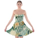 Leaves Pattern Flora Nature Strapless Bra Top Dress