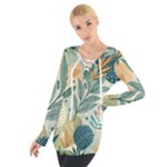 Leaves Pattern Flora Nature Tie Up T-Shirt