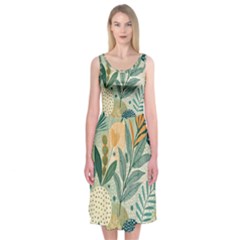 Leaves Pattern Flora Nature Midi Sleeveless Dress from ArtsNow.com