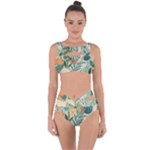 Leaves Pattern Flora Nature Bandaged Up Bikini Set 