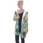 Leaves Pattern Flora Nature Longline Hooded Cardigan