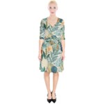 Leaves Pattern Flora Nature Wrap Up Cocktail Dress