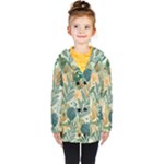 Leaves Pattern Flora Nature Kids  Double Breasted Button Coat