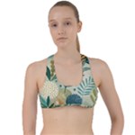 Leaves Pattern Flora Nature Criss Cross Racerback Sports Bra