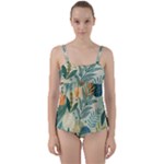 Leaves Pattern Flora Nature Twist Front Tankini Set