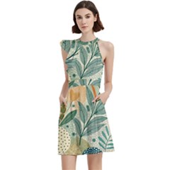 Cocktail Party Halter Sleeveless Dress With Pockets 