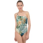 Leaves Pattern Flora Nature Classic One Shoulder Swimsuit