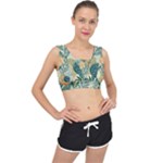 Leaves Pattern Flora Nature V-Back Sports Bra