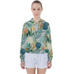 Leaves Pattern Flora Nature Women s Tie Up Sweat