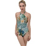 Leaves Pattern Flora Nature Go with the Flow One Piece Swimsuit