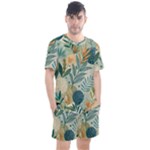 Leaves Pattern Flora Nature Men s Mesh T-Shirt and Shorts Set