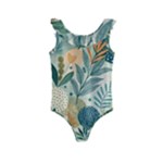 Leaves Pattern Flora Nature Kids  Frill Swimsuit