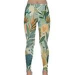 Leaves Pattern Flora Nature Lightweight Velour Classic Yoga Leggings