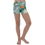 Leaves Pattern Flora Nature Kids  Lightweight Velour Yoga Shorts