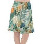 Leaves Pattern Flora Nature Fishtail Chiffon Skirt