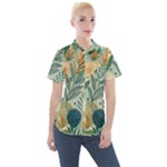 Leaves Pattern Flora Nature Women s Short Sleeve Pocket Shirt