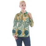 Leaves Pattern Flora Nature Women s Long Sleeve Pocket Shirt