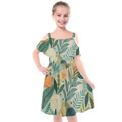 Kids  Cut Out Shoulders Chiffon Dress 