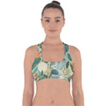 Leaves Pattern Flora Nature Cross Back Hipster Bikini Top 