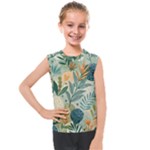 Leaves Pattern Flora Nature Kids  Mesh Tank Top