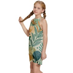 Kids  Halter Collar Waist Tie Chiffon Dress 