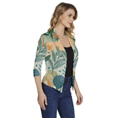 Women s Draped Front 3/4 Sleeve Shawl Collar Jacket 