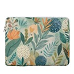 Leaves Pattern Flora Nature 15  Vertical Laptop Sleeve Case With Pocket