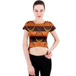 Art Pattern Design Wallpaper Crew Neck Crop Top