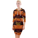 Art Pattern Design Wallpaper Quarter Sleeve Hood Bodycon Dress