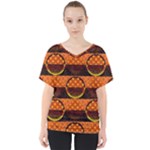 Art Pattern Design Wallpaper V-Neck Dolman Drape Top