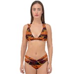 Art Pattern Design Wallpaper Double Strap Halter Bikini Set