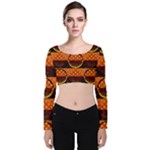 Art Pattern Design Wallpaper Velvet Long Sleeve Crop Top