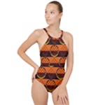 Art Pattern Design Wallpaper High Neck One Piece Swimsuit