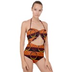 Art Pattern Design Wallpaper Scallop Top Cut Out Swimsuit