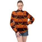 Art Pattern Design Wallpaper High Neck Long Sleeve Chiffon Top