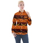 Art Pattern Design Wallpaper Women s Long Sleeve Pocket Shirt