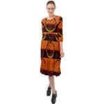 Art Pattern Design Wallpaper Ruffle End Midi Chiffon Dress