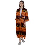 Art Pattern Design Wallpaper Maxi Satin Kimono