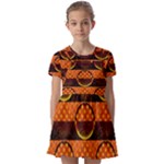 Art Pattern Design Wallpaper Kids  Short Sleeve Pinafore Style Dress