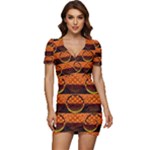 Art Pattern Design Wallpaper Low Cut Cap Sleeve Mini Dress