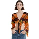 Art Pattern Design Wallpaper Trumpet Sleeve Cropped Top