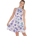 Christmas Stars Background Sleeveless Halter Neck A-Line Dress