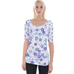 Christmas Stars Background Wide Neckline T-Shirt