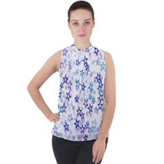 Mock Neck Chiffon Sleeveless Top 