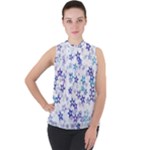 Christmas Stars Background Mock Neck Chiffon Sleeveless Top