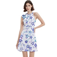 Cocktail Party Halter Sleeveless Dress With Pockets 