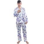 Christmas Stars Background Men s Long Sleeve Satin Pajamas Set