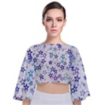 Christmas Stars Background Tie Back Butterfly Sleeve Chiffon Top